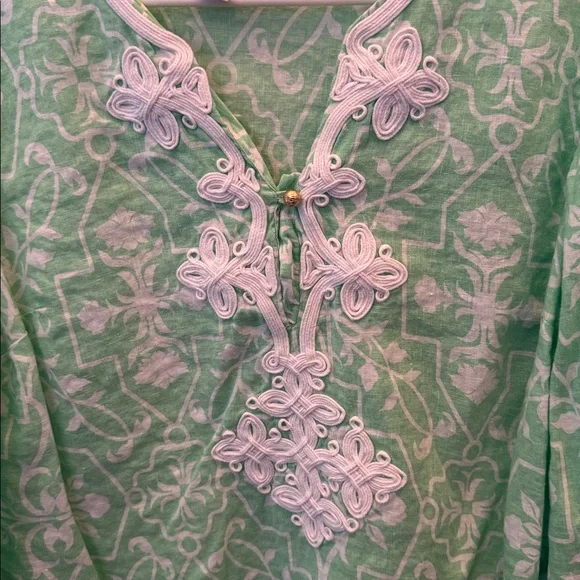 Charter Club Mint and White Embroidered Top - Picture 2 of 4